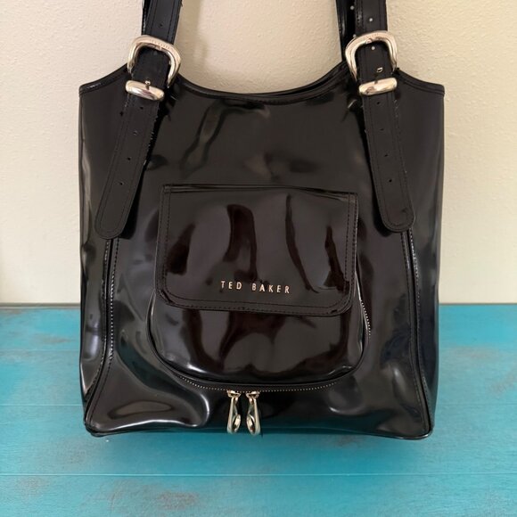 Ted Baker Black Patent Leather Tote Shoulder Handbag - Picture 2 of 9
